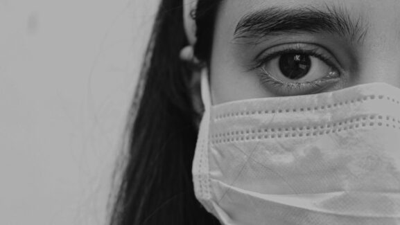 Woman wearing face mask